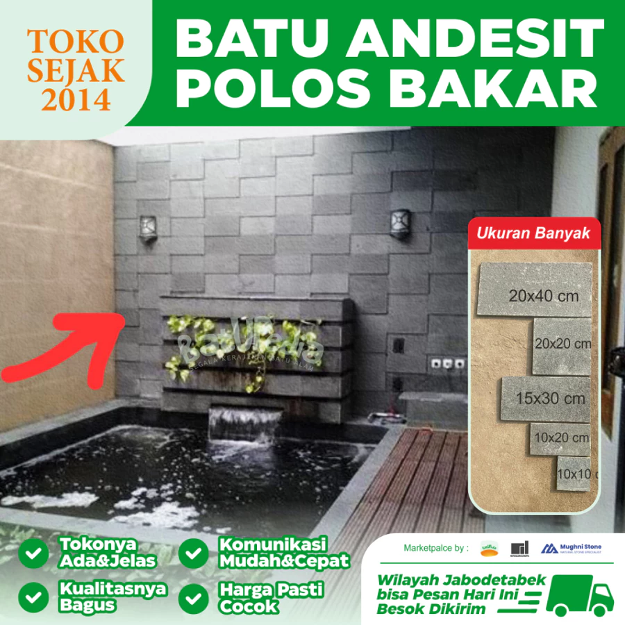 batu andesit polos bakar