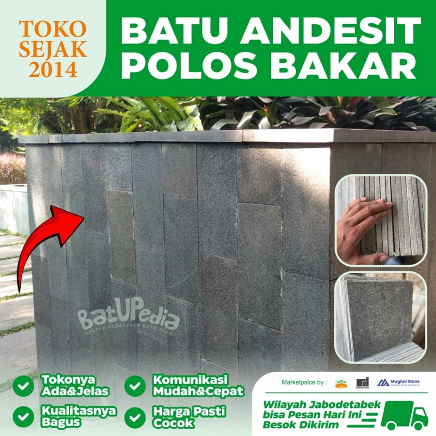 jual batu andesit polos bakar