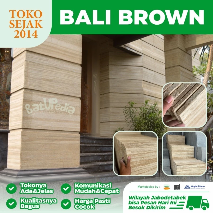 jual batu bali brown