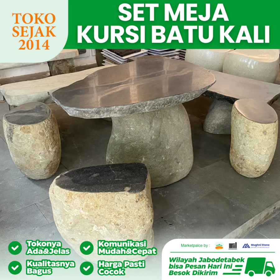 jual set meja kursi batu kali